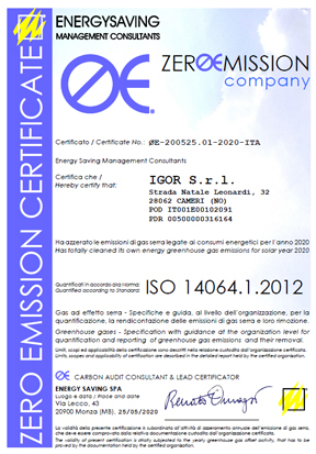 certificazione ZERO EMISSION COMPANY