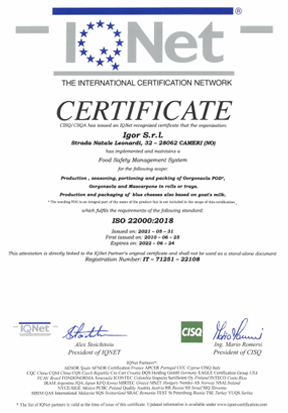 certificazione ISO 22000:2018